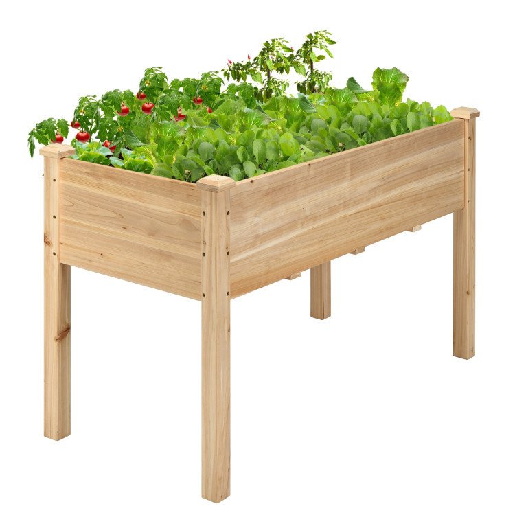 Wooden Raised Vegetable Garden Bed Elevated Grow Vegetable Planter - natural Wooden Raised Vegetable Garden Bed Elevated Grow Vegetable Planter - natural
