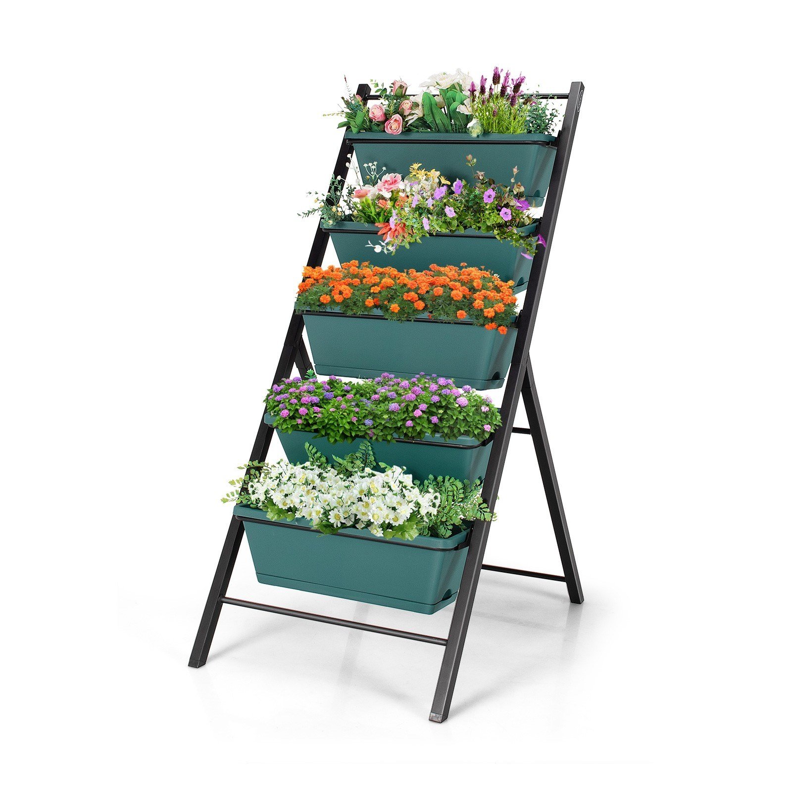 5-tier Vertical Garden Planter Box Elevated Raised Bed with 5 Container - Green 5-tier Vertical Garden Planter Box Elevated Raised Bed with 5 Container - Green