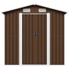 Garden Storage Shed Brown 80.3"x52"x73.2" Steel - Brown