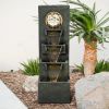39.3inches High Modern Floor Fountain Outdoor with LED Lights - 39.3inch