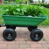 Folding car Poly Garden dump truck with steel frame, 10 inches. Pneumatic tire, 300 lb capacity body 55L Green - as Pic