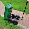 Folding car Poly Garden dump truck with steel frame, 10 inches. Pneumatic tire, 300 lb capacity body 55L Green - as Pic