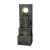 39.3inches High Modern Floor Fountain Outdoor with LED Lights - 39.3inch