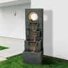 39.3inches High Modern Floor Fountain Outdoor with LED Lights - 39.3inch