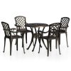 5 Piece Bistro Set Cast Aluminum Bronze - Brown