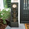 39.3inches High Modern Floor Fountain Outdoor with LED Lights - 39.3inch