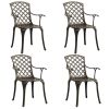 5 Piece Bistro Set Cast Aluminum Bronze - Brown