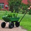 Folding car Poly Garden dump truck with steel frame, 10 inches. Pneumatic tire, 300 lb capacity body 55L Green - as Pic