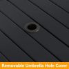 Outdoor Wicker Umbrella Side Table Patio Rattan Stand Table with Umbrella Hole - black
