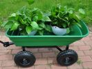 Folding car Poly Garden dump truck with steel frame, 10 inches. Pneumatic tire, 300 lb capacity body 55L Green - as Pic
